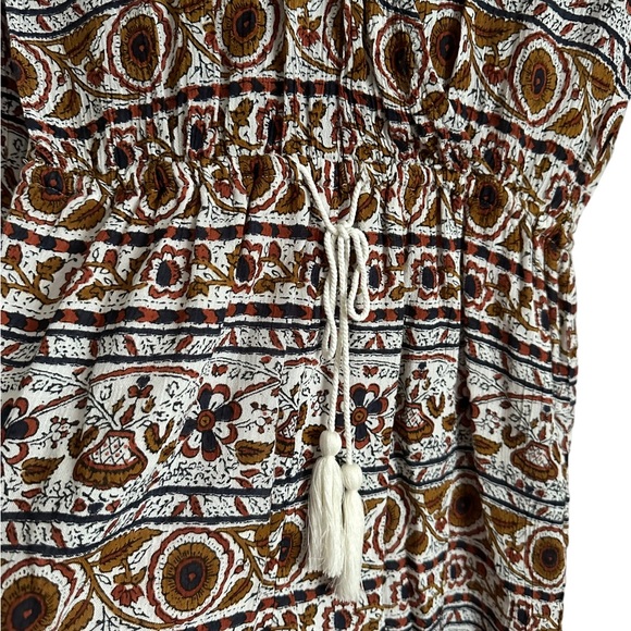 Oneill Printed Romper Bell Sleeves Wrap V Neck Adjustable Waist Tassels Size S - Picture 14 of 17